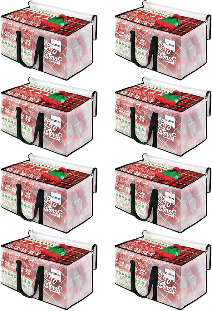 BlissTotes Moving Bags, 125L 8-Pack Storage Bags, Moving Box Heavy Duty Extra Large, Moving Totes with Zipper, Large Packing Bag with Reinforced Handles, Boxes for Packaging Moving