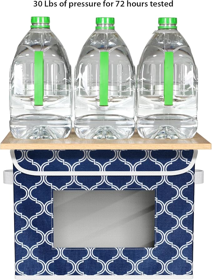 Univivi Fabric Foldable Storage Boxes with Lids, 4 Pack, Blue Lantern | 17 x 12 x 12 In Large Stackable Storage Bins with Lids, Closet Organizers and Storage Cube Basket for Home, Office, Bedroom