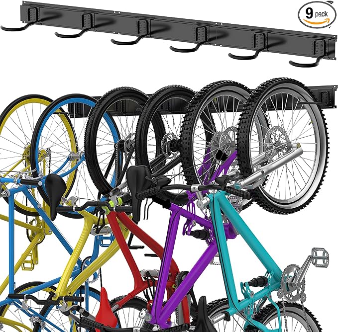 TORACK Bike Storage Rack, 6 Bike Rack Wall Mount Home and Garage Organizer, Vertical Bicycles Hanger Hooks for Indoor Space Saving