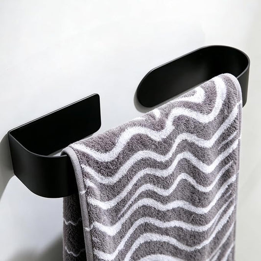 Taozun Hand Towel Holder Black 8.6" Self Adhesive Towel Bar Stainless Steel | No Drill, Unique Square-Round Design, Strong Design Sense, for Bathroom/Kitchen/RV, Renter Friendly, Heavy Duty