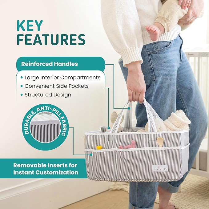 Baby Diaper Caddy Organizer - Large Tote Bag for Newborn essentials Boy or Girl - Baby Shower Basket - Nursery Must Haves - Registry Favorites - Newborn Caddie Car Organizer