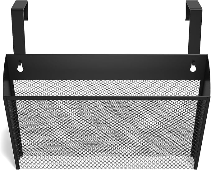 TRU RED Mesh Letter Wall File, 1‑Pocket Hanging Organizer, Black, 2‑Pack – Wall‑Mounted File Holder for Mail & Documents