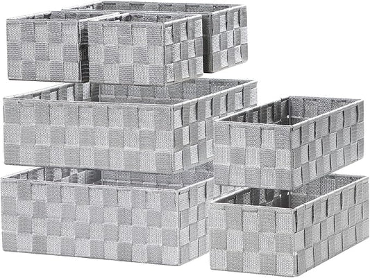 Posprica Small Baskets for Organizing(7 Set) Woven Storage for Shelves, Bathroom, Decorative Closet Organizer, Dresser Bins, Shelf