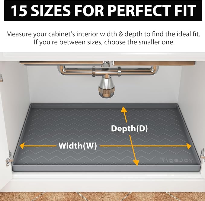 TigeJoy 34" x 22" Under Sink Mats for Kitchen Waterproof, Leak-Proof Silicone Mat Sink Protector and Cabinet Liner, Kitchen Essentials Organizer and Storage, Boot or Shoe Tray, Pet Feeding Mat | Leak-Proof Silicone Mat Sink Protector, Kitchen Essential...