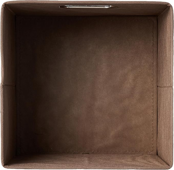 Amazon Basics Collapsible Fabric Storage Bins with Handle, Sturdy Space-Saving Cube Organizer, 10.5" x 10.5" x 11", Taupe, 6-Pack