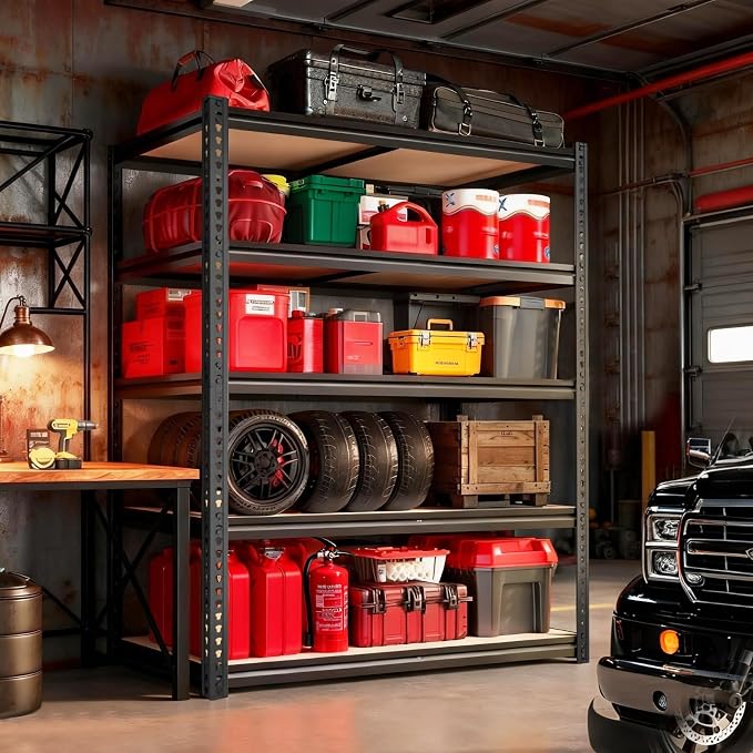 Garage Racks for Storage，5-Tier Adjustable Garage Shelving Storage Shelves,2400LBS Capacity Heavy Duty Shelving for Carport Warehouse Basement,72" H x40 W x20 D