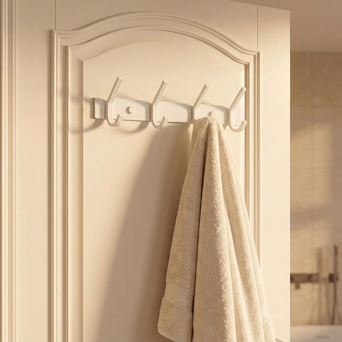 WEBI Coat Rack Wall Mounted,Coat Hooks Wall Mount,Coat Hanger Wall Hook Rack,4 Hooks for Hanging Coats,Hats,Jacket,Clothes,White,2 Packs