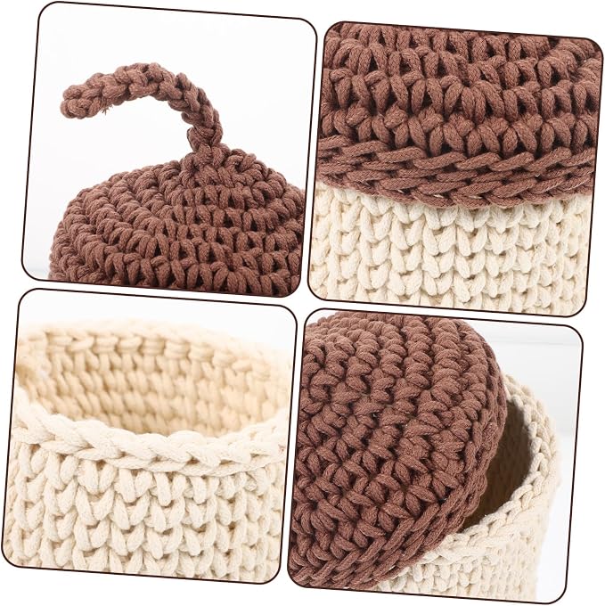 Woven Storage Basket for Shelves Large Capacity Handwoven Organizer Box Natural Cotton Rope Rustic Tabletop Decor and Space-saving Container for Sundries and Plants