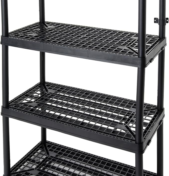 Gracious Living 2 Pack 4 Shelf Fixed Height Ventilated Heavy Duty Storage Unit 18 x 36 x 54.5 Organizer System for Home, Garage & Laundry, Black