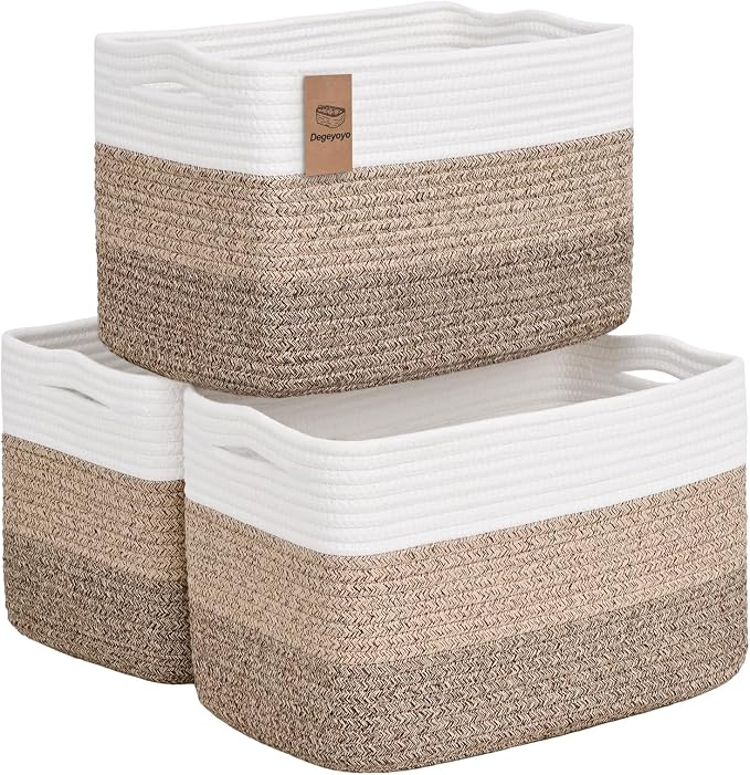 Baskets for Organizing,Storage Baskets,3 Pack Baskets for Shelfves,15"×10"×9" Woven Basket,toy storage bins,bins for organization