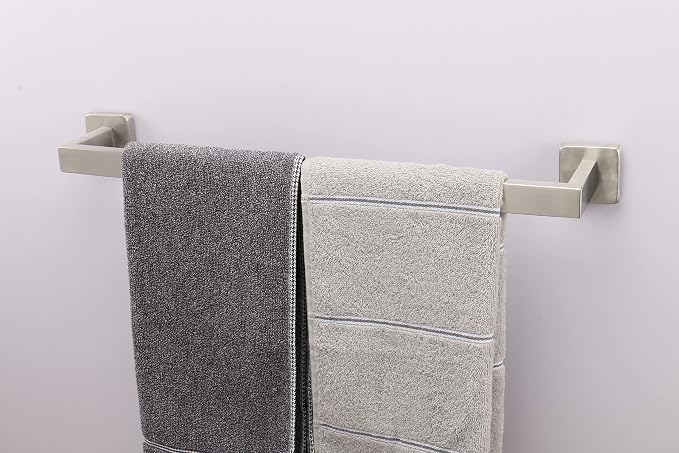 TocTen Bath Towel Rack - Square Base Thicken SUS304 Stainless Steel Towel Bar for Bathroom, Bathroom Accessories Towel Rod Heavy Duty Wall Mounted Towel Holder. (Brushed Nickel, 20)