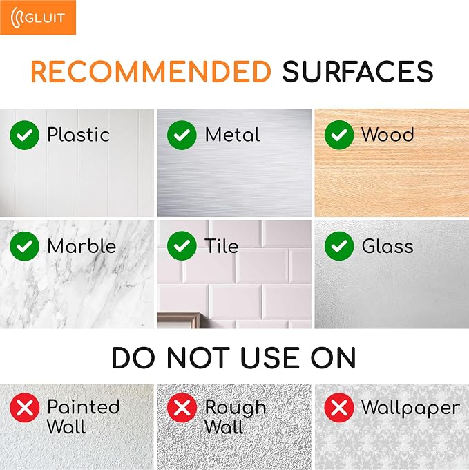 Adhesive Wall Hooks for Hanging, Heavy Duty No Drill, 22 lbs, 12 Pack | GLUIT Adhesive Wall Hooks for Hanging, Transparent Waterproof Sticky Towel Hook for Bathroom Kitchen Home Outdoor