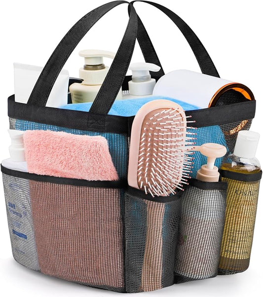 Mesh Shower Caddy Portable - 9 Pockets for College Dorm Room Essential | Large Capacity Mesh Shower Caddy with 9 Pockets, Portable Hanging Toiletry Bag for College Dorm, Gym, Camping and Beach