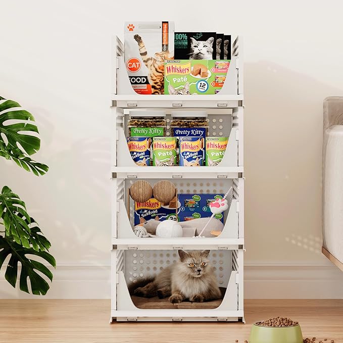 Pinkpum 5 Pack Stackable Plastic Storage Closet Organizers and Storage Bins Drawer Shelf Storage Container for Wardrobe Cupboard Kitchen Bathroom Office White | Drawer Shelf Storage Container for Wardrobe Cupboard Kitchen Bathroom Office White Foldable...