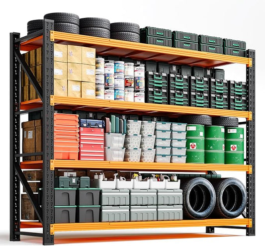 Letaya 6000LBS Heavy Duty Storage Shelves,79" H Metal Garage Shelving Units,4 Tier Large Tall Industrial Shelving,Adjustable Utility Rack Shelf for Warehouse,Basement (Orange, 79" W x 24" D x 79" H)
