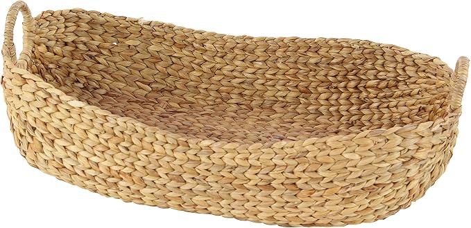 Deco 79 Seagrass Handmade Decorative and Functional Storage Basket Basket Organizer with Metal Handles, Set of 5 Basket for Storage 23", 21", 19", 16", 12"W, Brown