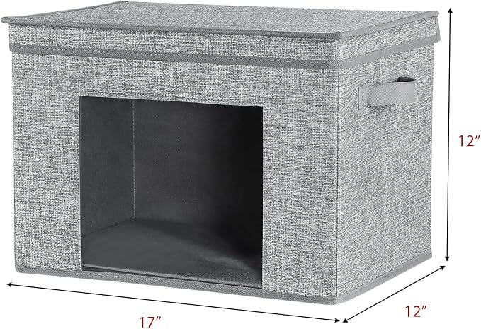 Univivi Fabric Foldable Storage Boxes Large Storage Bins with Lids [4-Pack] Collapsible Storage Cubes, Closet Organizers and Storage Cubes for Home, Bedroom, Closet (Grey, 17“ x 12” x 12") | Fabric Foldable Storage Boxes, Sturdy Collapsible Storage Bin...