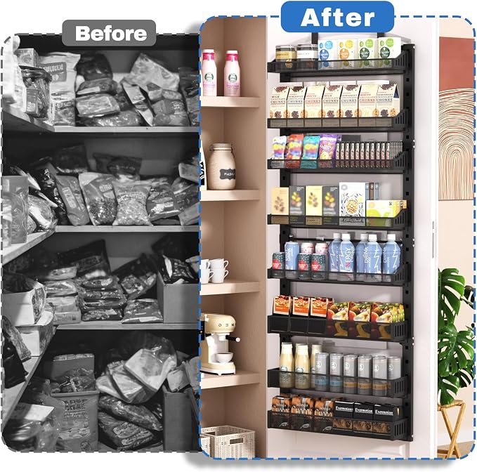 coobest 8-Tier Over the door Spice Rack Organizer, Large Heavy Duty Metal Wall Mount or Over The Door, 2 in 1 Rust-Proof Hanging Storage Shelf for Kitchen Pantry, Bathroom, Laundry Room, Closet