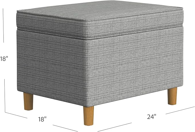 Spatial Order 24" Dinah Collection Storage Ottoman - Sage Mini Grid Pattern