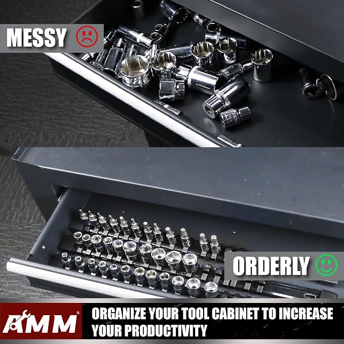 AMM 6-Piece Socket Organizer，1/4 inch Drive ABS Tools-Socket Holder，Heavy Duty Socket Racks，Premium Quality Socket Clip Rail Holder，The best tool trays in the garage