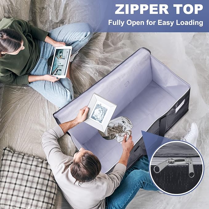 StorageRight Heavy Duty Moving Boxes-Moving Bags with Zipper, Reinforced Handles and Tag Pocket-Collapsible Moving Supplies-Totes for Storage Great for Moving, Storage and Travel 93L(Gray-6 Pack)