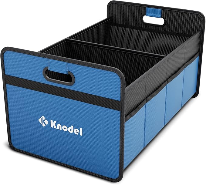 K KNODEL Foldable Trunk Storage Organizer for Car and Suv (Medium, Blue) | Collapsible Car Storage Organizer, Car Organizers and Storage for Sedan, Cargo Organizer, Car Bin, Basket,Bag, Organization