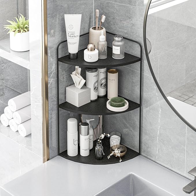 Bathroom Counter Organizer, Vanity & Makeup Countertop Organizer | Corner Bathroom Counter Organizer, Bathroom Sink Organizer, Bathroom Counter Shelf, Countertop Organizer, Corner Desk Shelf