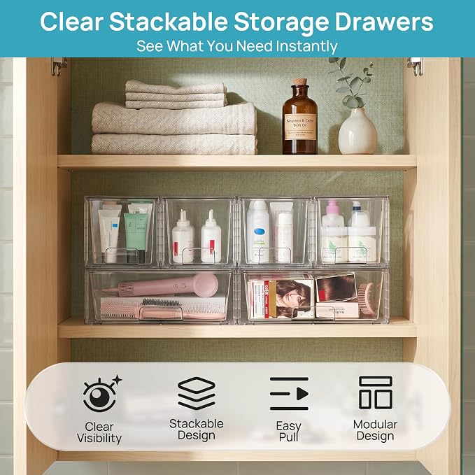 Vtopmart 3 pack Easily Clear Storage Dawers