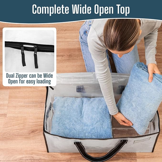 VENO Moving Bags, Storage Bags, Wide Open Top, Clear, 6 Pack | Moving boxes Alternative, Heavy Duty, Packing Supplies, Clothes and Comforter Storage, College Dorm Essentials