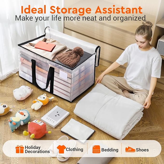 BlissTotes Moving Bags, 76L 4-Pack Storage Bags, Moving Box Heavy Duty Extra Large, Moving Totes with Zipper, Large Packing Bag with Reinforced Handles, Boxes for Packaging Moving