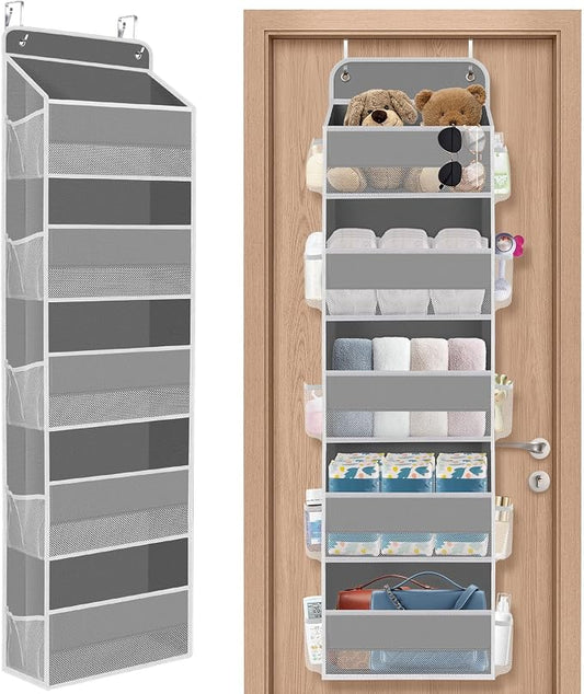 1Pack Over The Door Organizer Large Capacity Hanging Storage Room Organizer | 40 lb Capacity, Ultra-Sturdy, Foldable, Mesh Design with Clear Window, Space-Saving Organizer for Pantry, Nursery & Closet