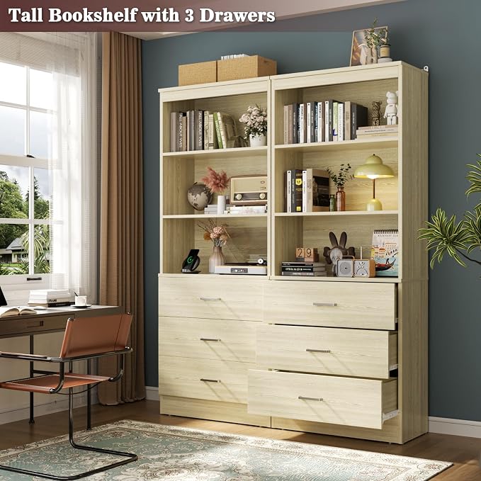 Aheaplus 23.6" Closet Drawers System, Wood Closet Organizer System with 3 Drawers, Modular Small Walk-in Closets Storage Unit, White Oak1 (23.6" L x 13.8" W x 71" H)