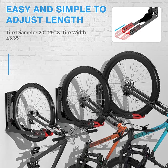 IMAYCC Swivel Bike Wall Mount, No Lift Bike Rack, Holds Up to 88 lbs, Black, 26"D x 5.3"W x 5.3"H