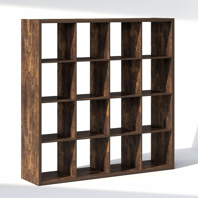 Furinno Cubic Extra Thick 16-Cube Closet Organizers and Storage, Amber Pine | 14.6 x 58 x 58 in, Open Shelf Closet Storage, Closet Organizer, for Wardrobe, Bedroom, Living Room