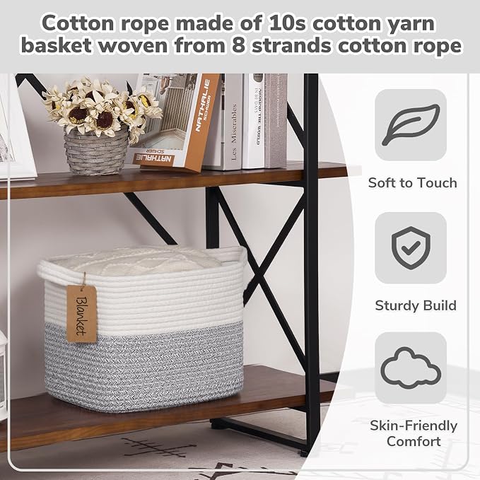 Goodpick Small Laundry Basket with Handles, Cotton Rope, Light Gray | 13 × 10 × 9 in, Soft Woven, Rectangle, Bathroom & Bedroom Organization, Clothes, Towels & Toys Storage