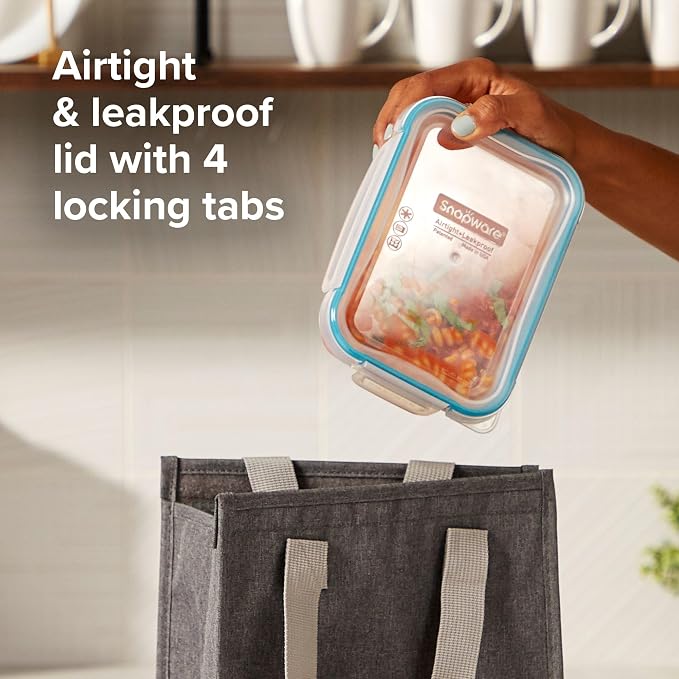 Snapware Plastic Total Solution 3-Pack (8.5-Cup) Food Storage Containers Set, Leakproof & Airtight Plastic Locking Lids Rectangular Containers, BPA-Free Lids, Microwave Dishwasher Freezer Safe