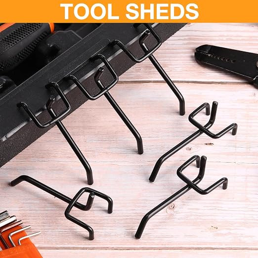 100 Pcs Peg Board Shelving Hooks Stainless Steel Hanging Board Pegs Wall Display Hooks Bulk for 1/8 1/4 Garage Storage Organizer Accessories (2.8 Inch,Black)