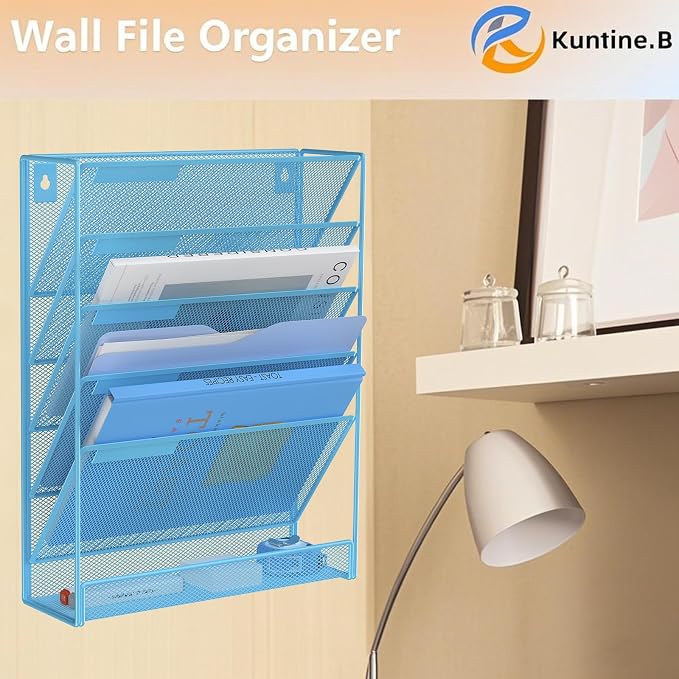Kuntine.B Wall File Organizer Office Hanging Magazine Holder Wall File Organizer for Office Home