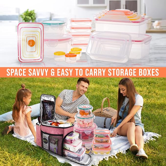38 Pcs Large Food storage containers-85 oz to Small Container Stackable Kitchen storage bowls sets-BPA Free Leak proof Plastic food Storage Containers with lids airtight-Microwave freezer safe | Stackable Kitchen Pantry storage bowls sets-BPA Free Leak...