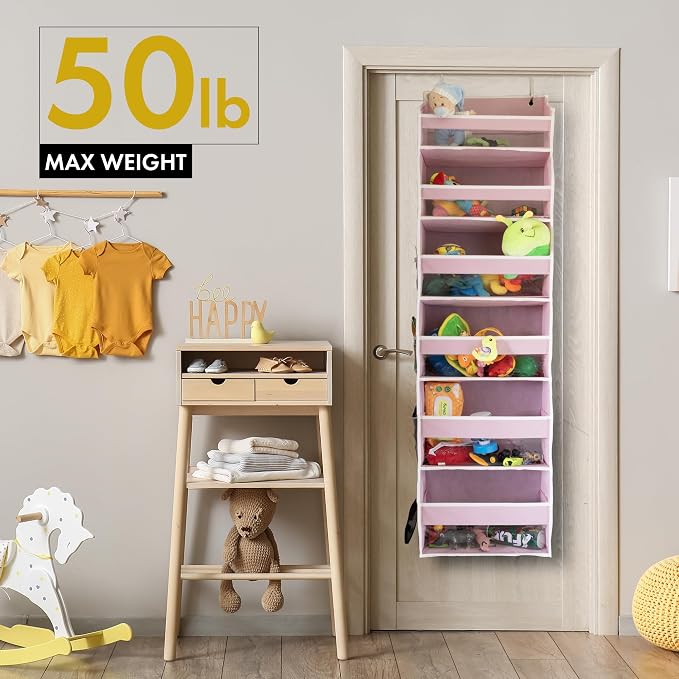 HOMELUX THEORY UPGRADED 6 Tiers Over The Door Organizer Hanging - 100D EXTRA THICK & 50lbs HUGE CAPACITY, 12 Side Mesh Pockets Over The Door Shoe Organizer, Hanging Closet Organizer (Transparent, 1pc)