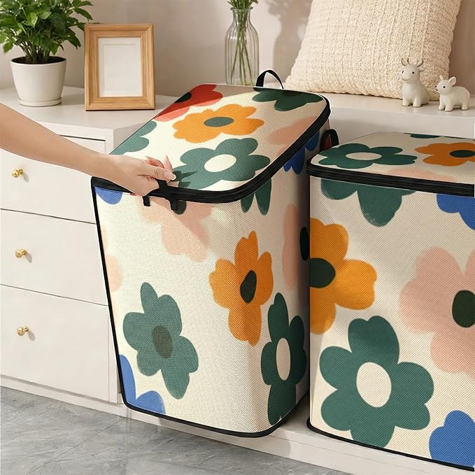 2pcs blanket storage bag for under bed,closet organizers 95L | clothing sweater sheet bedding comforter duvet quilt pillow toy storage bags with lids,dorm room essentials for containers