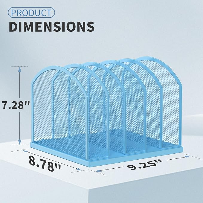 Gawerk 5-Section Vertical Desktop Organizer, 5-Section Mesh File Folder Stand Sorter for Office Home Classroom Organization