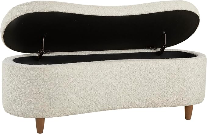 Bailey Boucle-Style Curved Storage Accent Bench