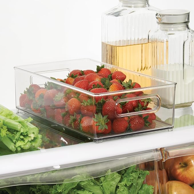 iDesign Stackable Fridge Bin | Storage Bin for Freezer or Pantry Organization, Clear, Made in USA