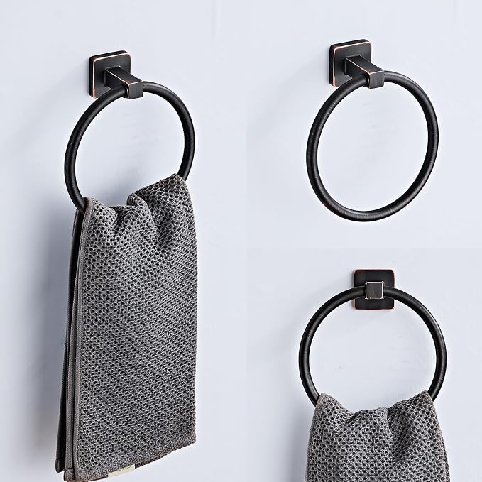 Bathroom Hardware Set 4 Pieces,Oil Rubbed Bronze Towel Bar Set Stainless Steel Wall Mounted, Includes 16In Hand Towel Bar, Towel Ring, Robe Towel Hooks,Toilet Paper Holder, Bathroom Towel Rack Set