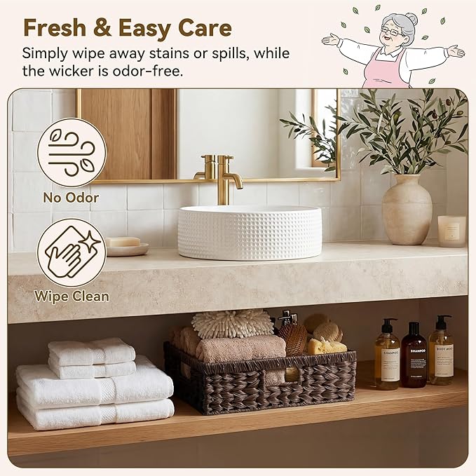 GRANNY SAYS Wicker Storage Basket for Shelves, Wicker Basket for Organizing, Decorative Basket, Woven Basket for Pantry Storage, Brown, 1-Pack
