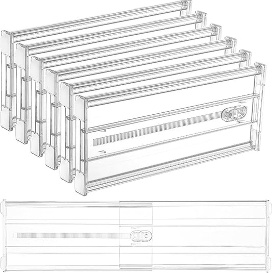 Vtopmart 6 Pack 6" Tall Upgrade Drawer Dividers for Big and Deep Drawer, 12.8"-22.3" Adjustable Expandable Dresser Drawer Organizer, Clear Plastic Separators for Dresser, Baby Supplies, Kitchenware