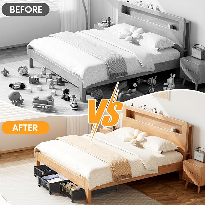 Under Bed Storage with Wheels，1 Pack Under Bed Storage Containers,Underbed Shoe Storage Bedroom