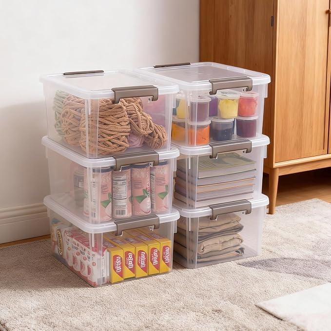 Citylife 17QT Plastic Storage Bins with Lids,5Packs Large Containers | Stackable Box with Locking Latches for Home, Office, Closet & Pantry Organization,Clear