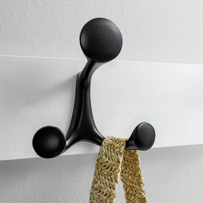 WEBI Coat Rack Wall Mount,30" Solid Wood Coat Hooks Wall Mounted Coat Hanger,16" Hole to Hole,Heavy Duty Hook Rack Rail,5 Triple Hooks for Hanging Coats,Jacket,Clothes,Hat,Backpack,White